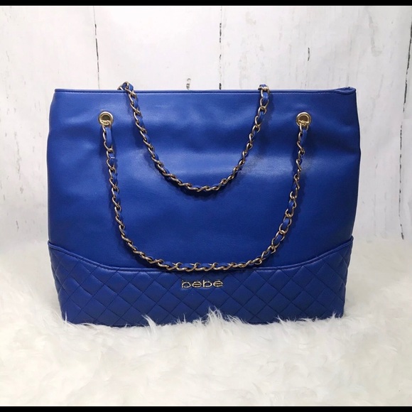 bebe Handbags - ❤️SOLD❤️ New BEBE LOGO blue QUILTED TOTE bag purse